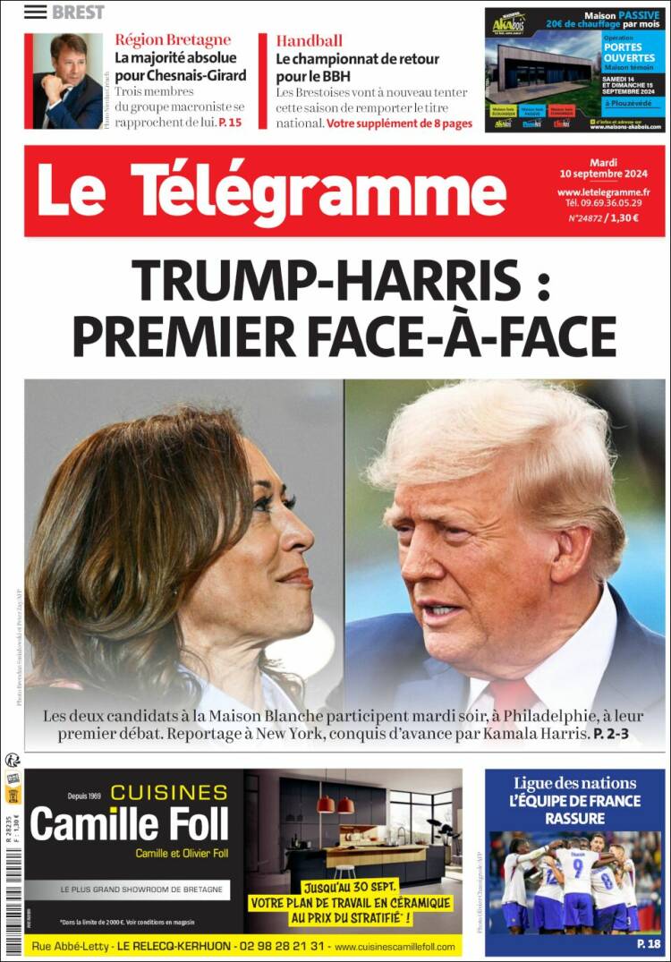 Portada de Télégramme (Francia)