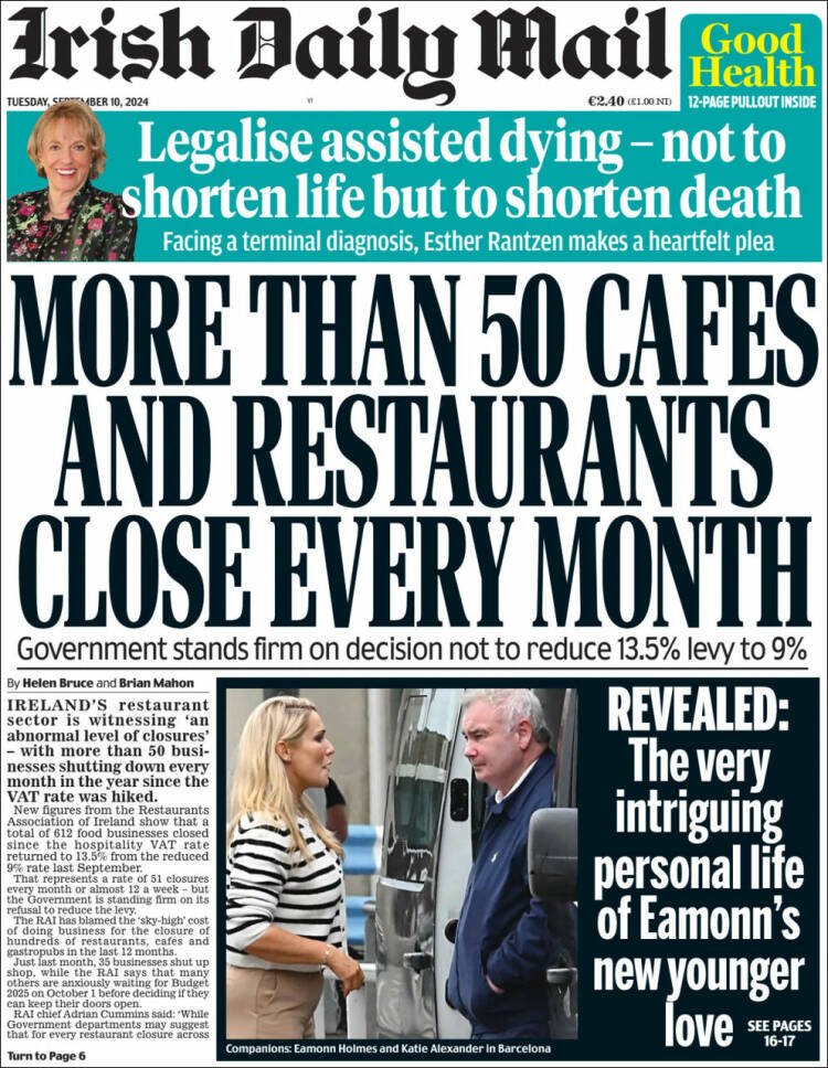Portada de Irish Daily Mail (Irlanda)
