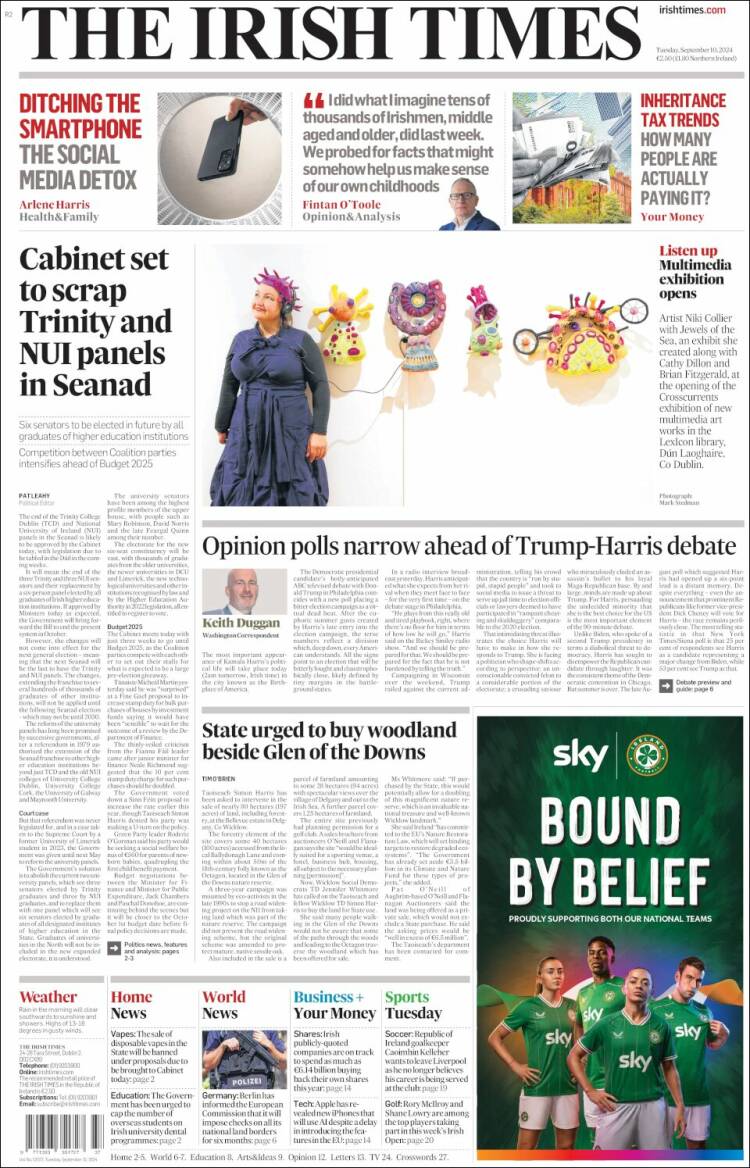Portada de Irish Times (Irlanda)