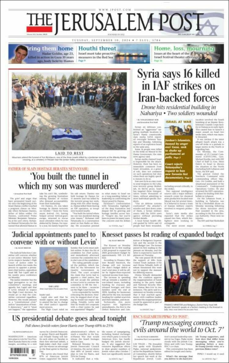 Portada de The Jerusalem Post (Israel)