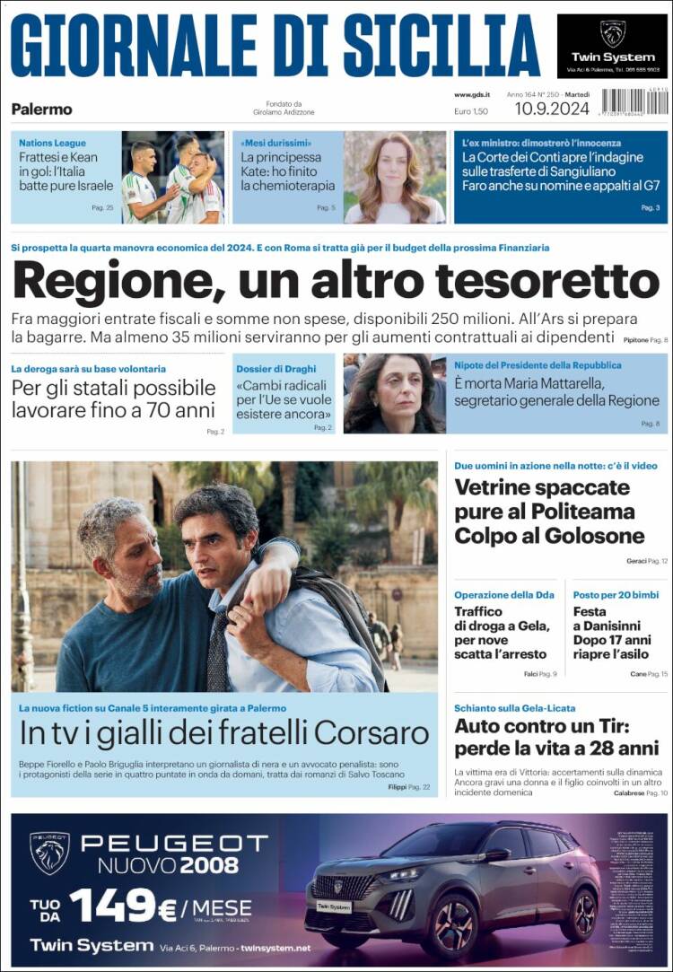 Portada de Giornale di Sicilia (Italia)