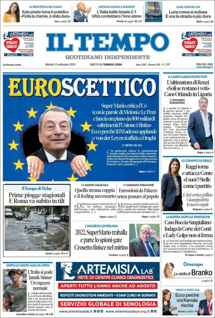 Portada de Il Tempo (Italia)