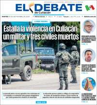 Portada de El Debate de Culiacán (México)