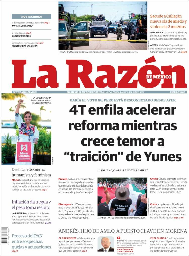 Portada de La Razón (México)