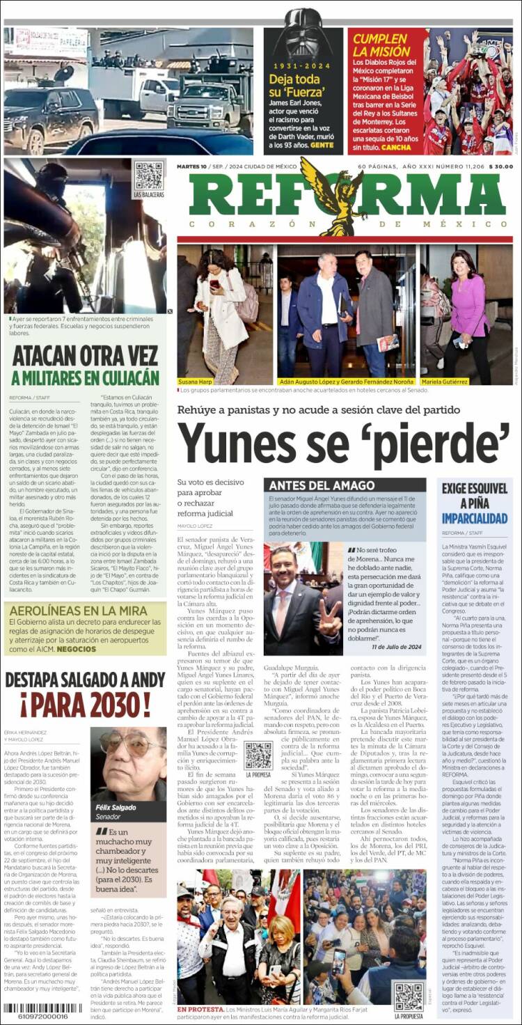 Portada de Reforma (México)