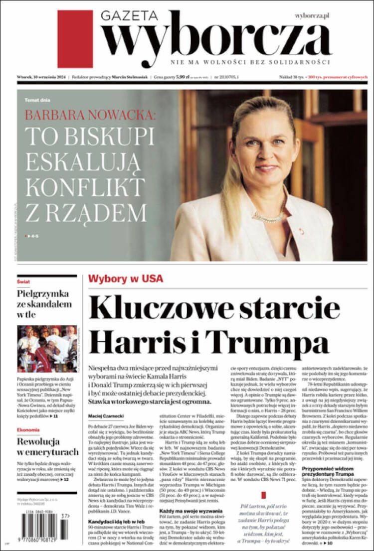 Portada de Gazeta Wyborcza (Polonia)
