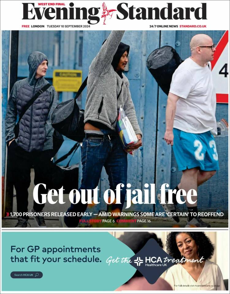 Portada de Evening Standard (Reino Unido)