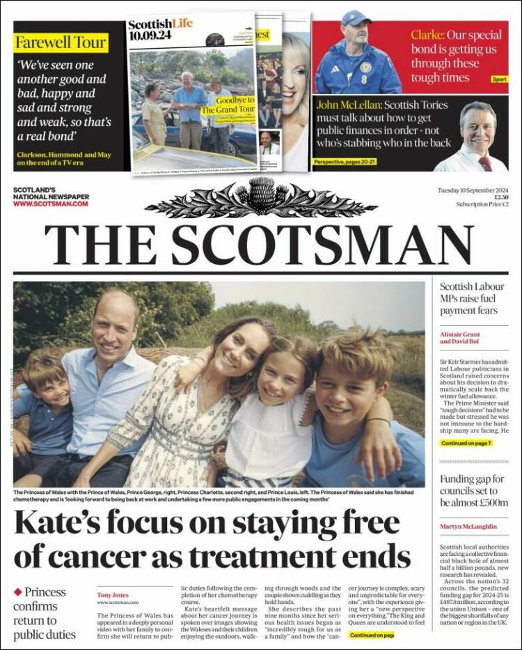 Portada de The Scotsman (Reino Unido)