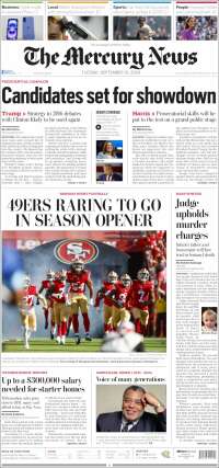 Portada de San Jose Mercury News (USA)