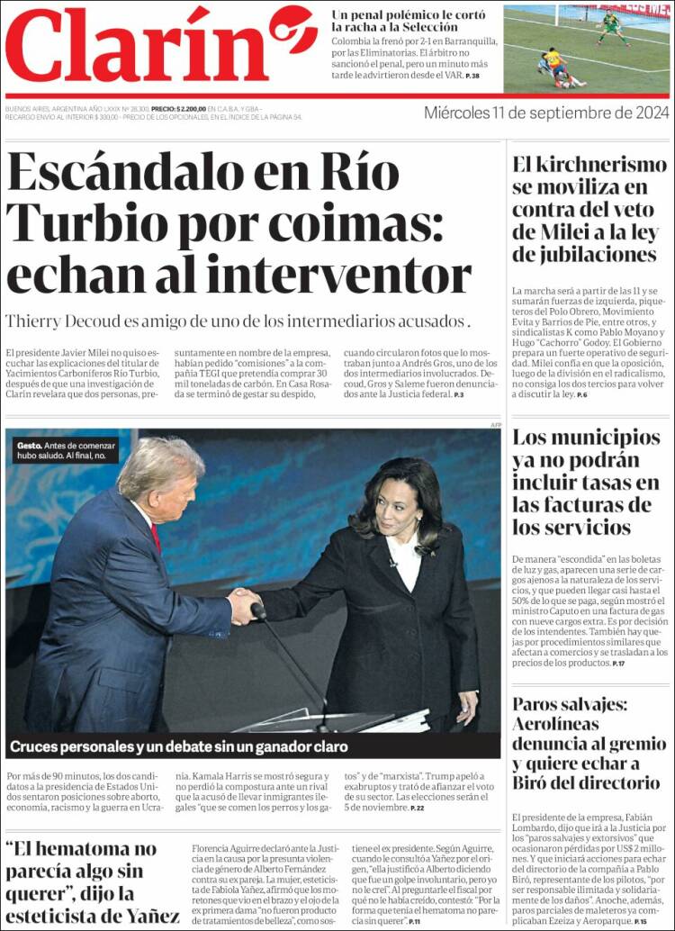 Portada de Clarín (Argentina)