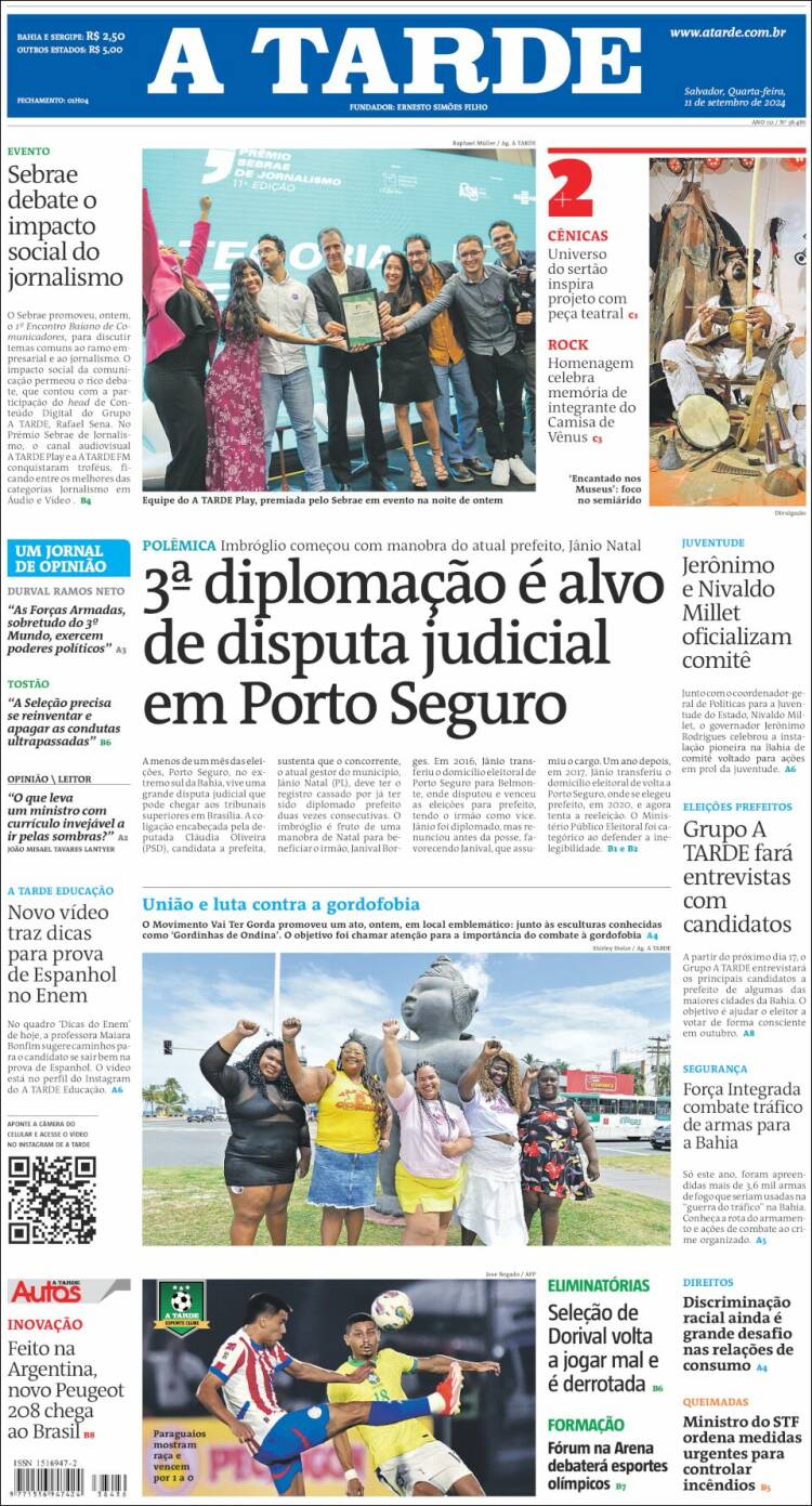Portada de Diário A Tarde (Brasil)