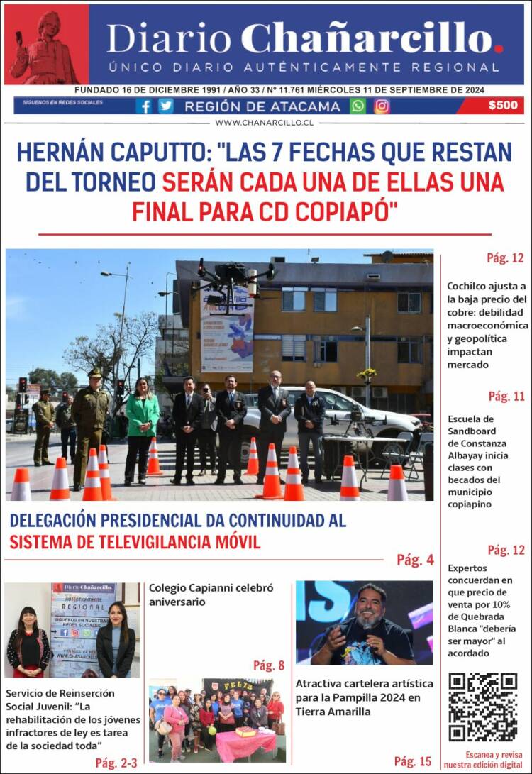 Portada de Diario Chañarcillo (Chile)