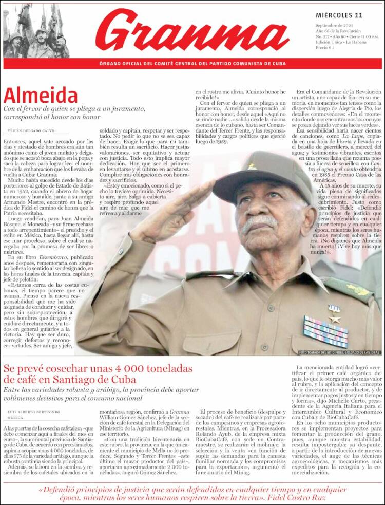 Portada de Granma (Cuba)