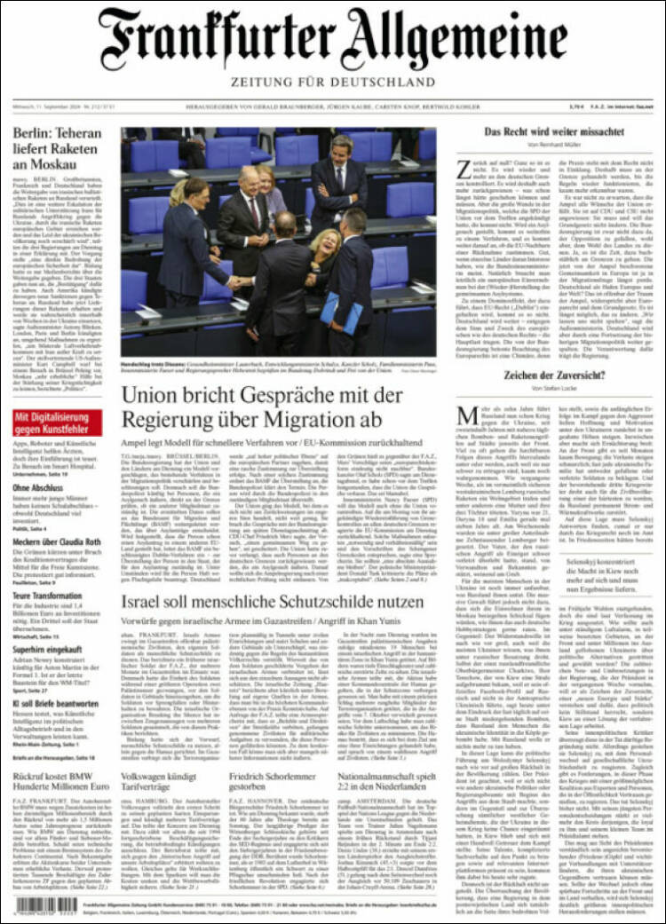 Portada de Frankfurter Allgemeine (Alemania)