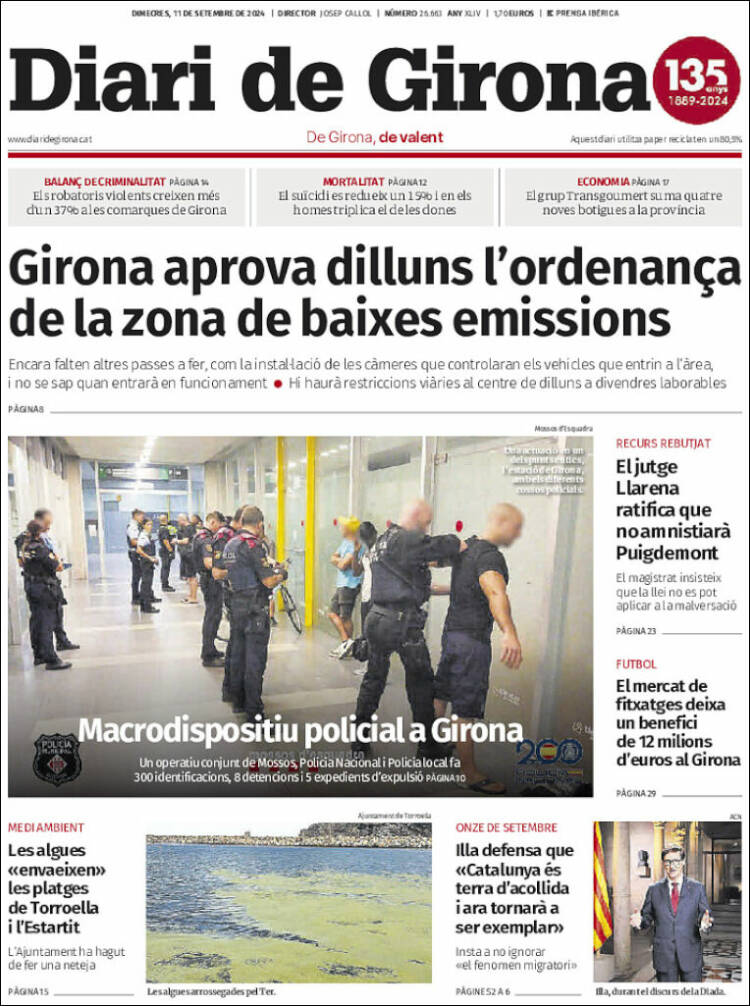 Portada de Diari de Girona (Espa&ntilde;a)