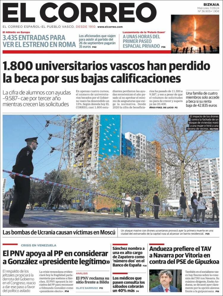 Portada de El Correo (Espa&ntilde;a)