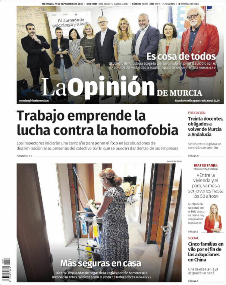Portada de La Opinión de Murcia (Espa&ntilde;a)