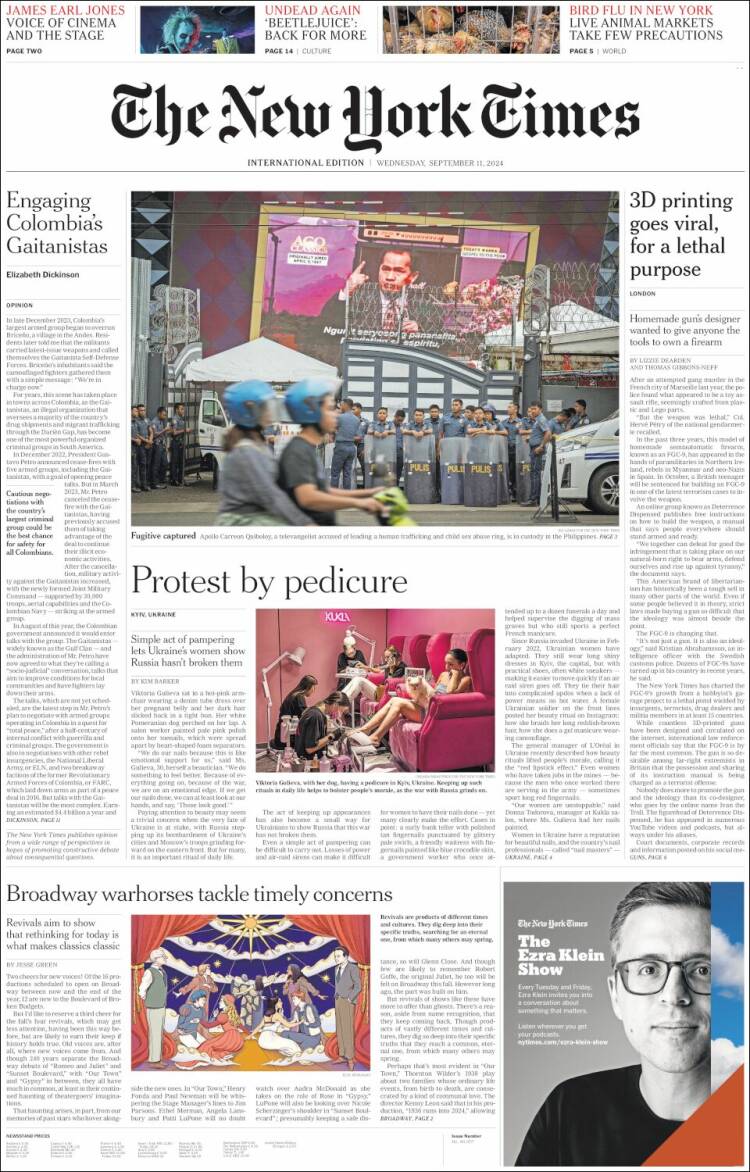 Portada de International New York Times (Europa)