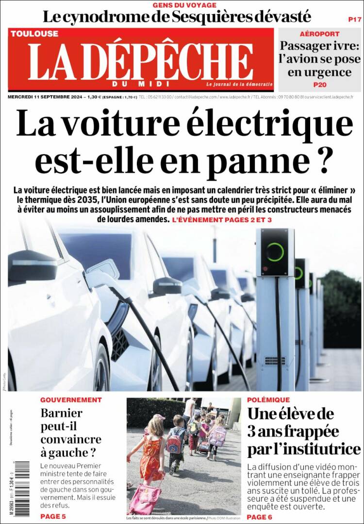 Portada de La Dépêche du Midi (Francia)