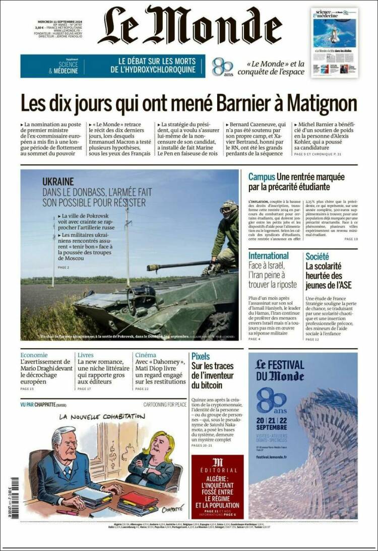 Portada de Le Monde (Francia)