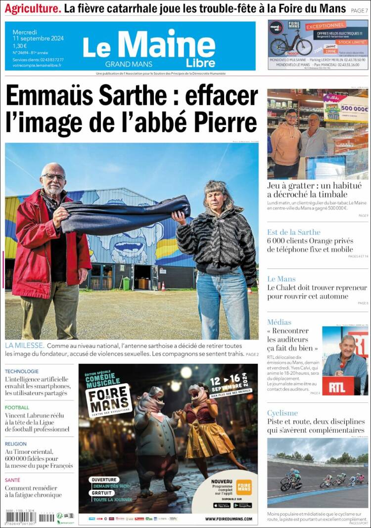 Portada de Le Maine Libre (Francia)