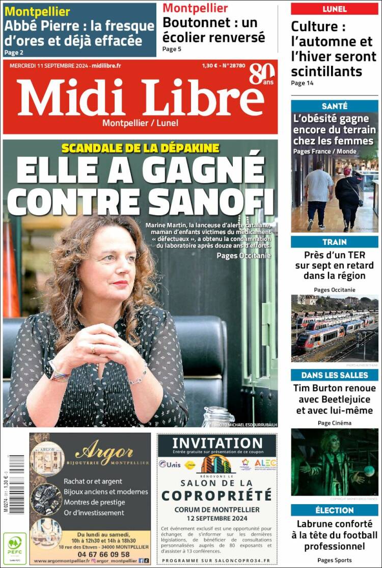 Portada de Midi Libre (Francia)