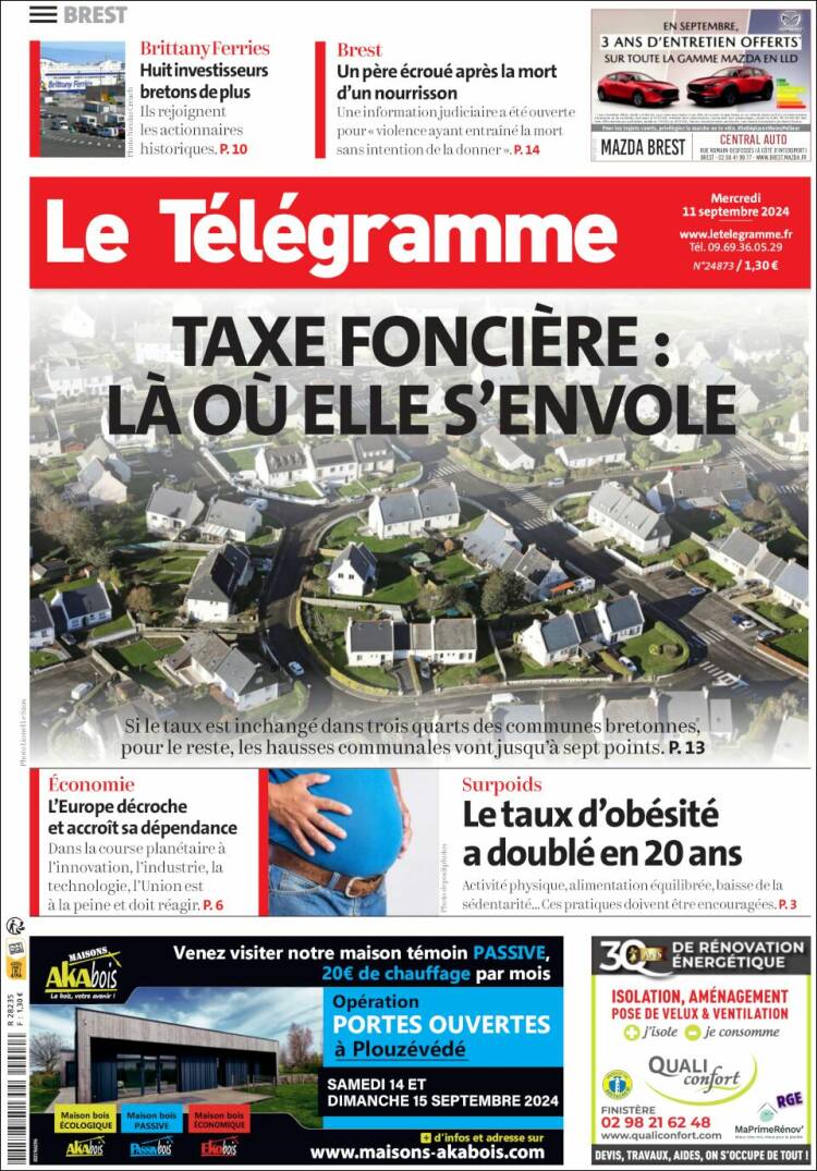Portada de Télégramme (Francia)