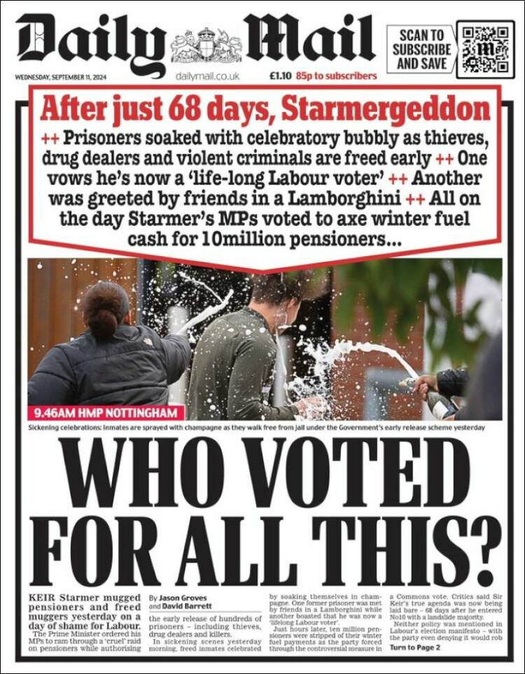 Portada de Daily Mail (Reino Unido)