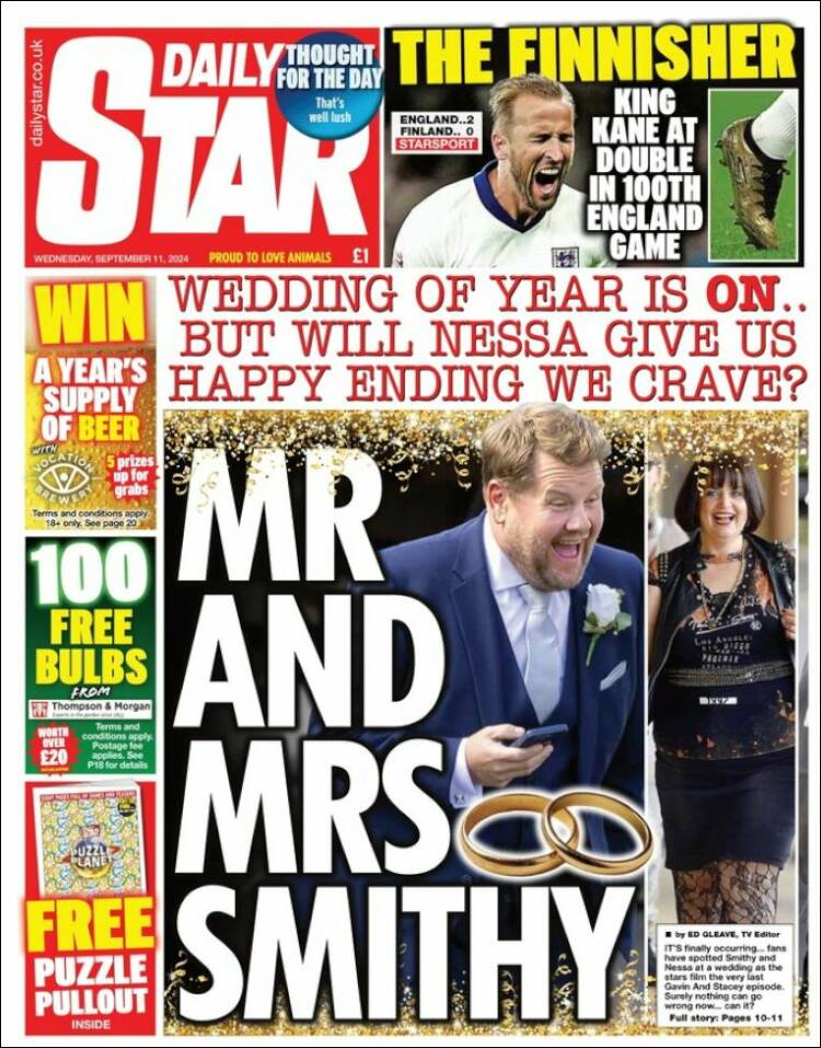 Portada de Daily Star (Reino Unido)