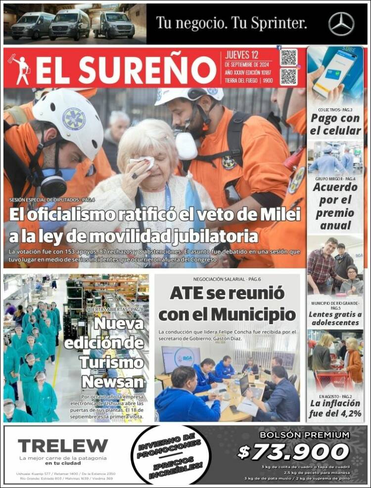 Portada de Diario El Sureño (Argentina)