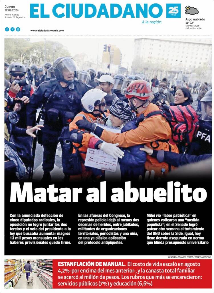 Portada de Diario El Ciudadano (Argentina)