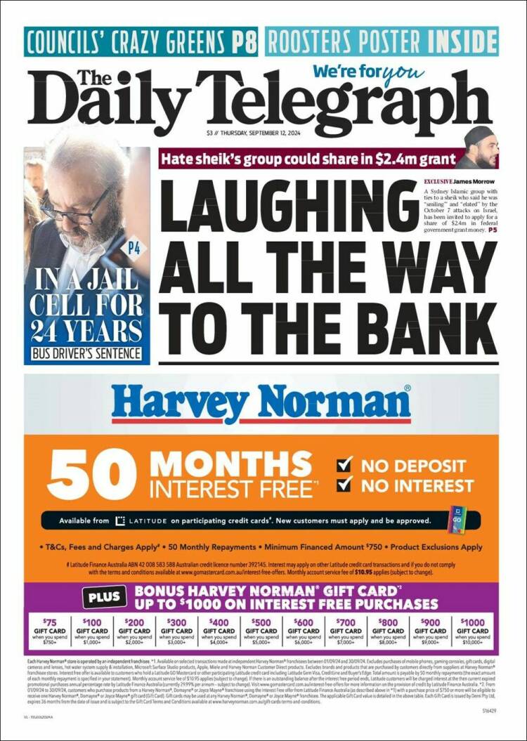 Portada de The Daily Telegraph (Australia)