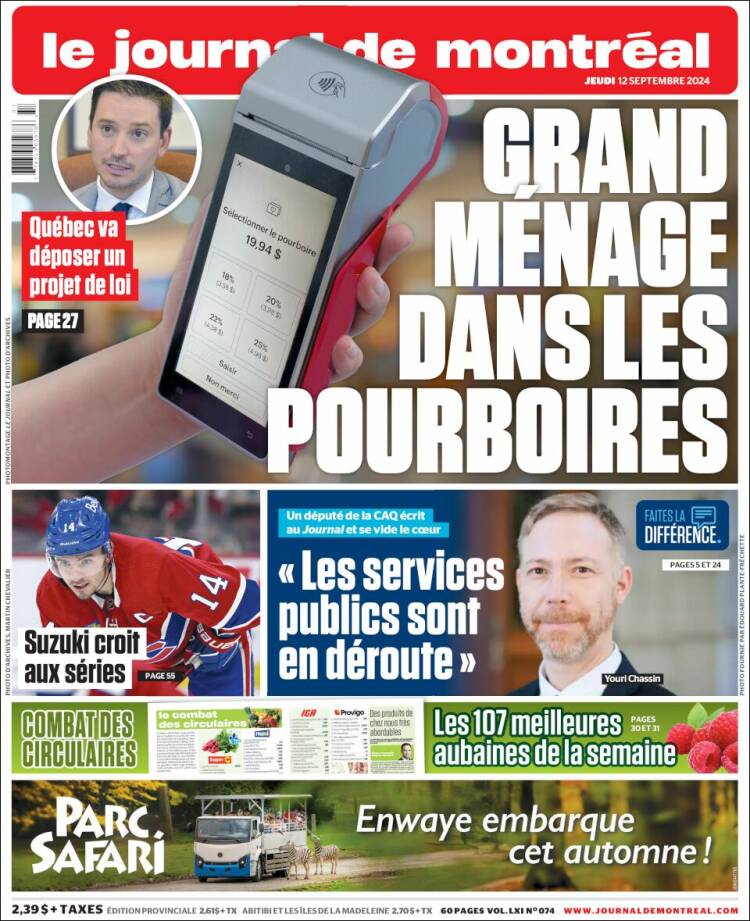 Portada de Le Journal de Montréal (Canadá)