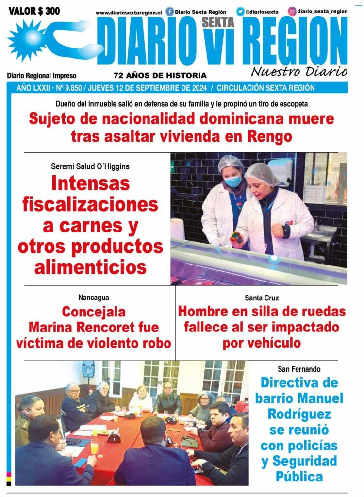 Portada de Diario VI Región (Chile)