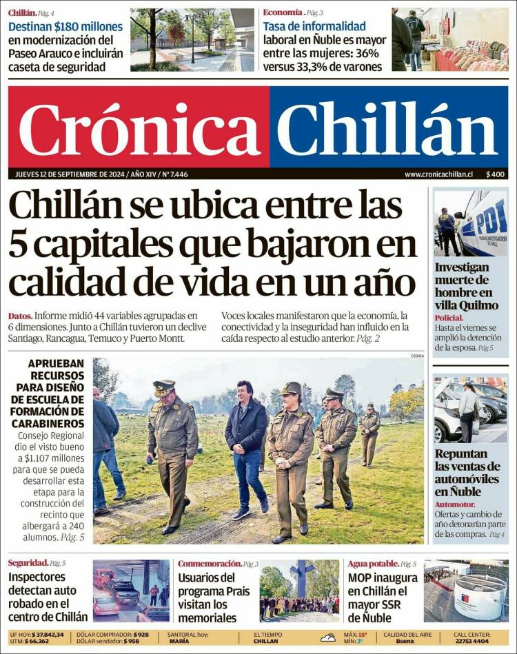 Portada de Crónica Chillán (Chile)