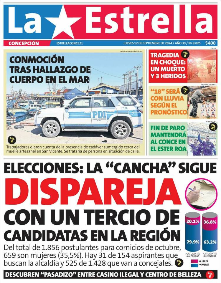Portada de La Estrella de Concepción (Chile)