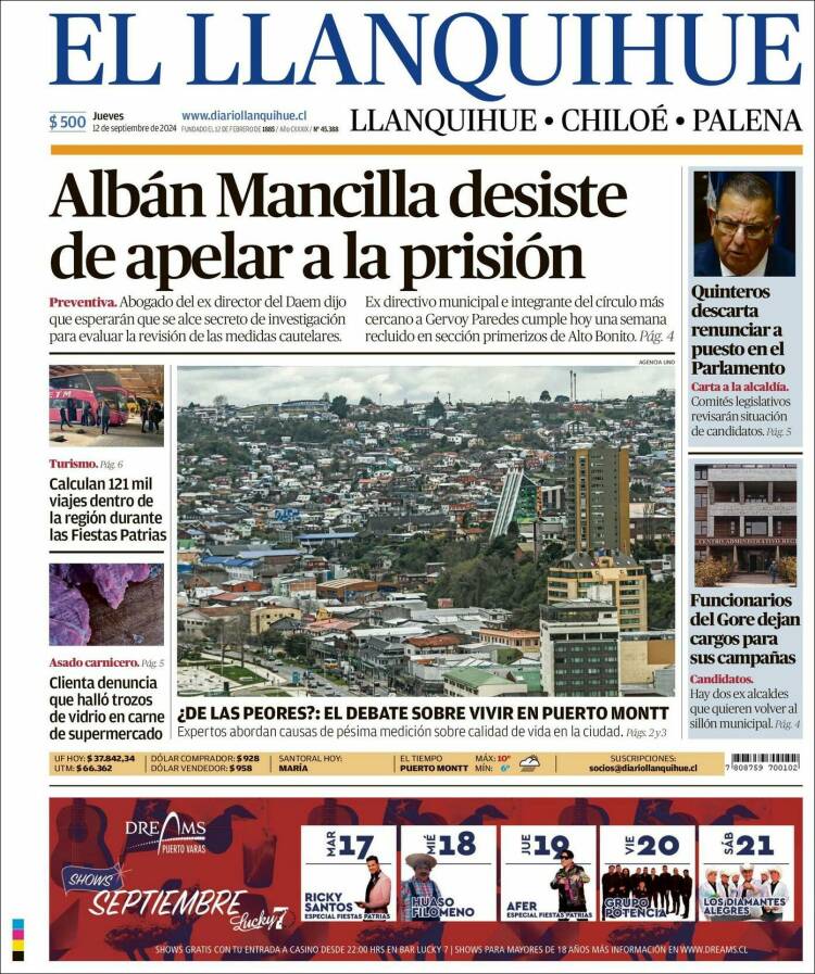 Portada de El Llanquihue (Chile)