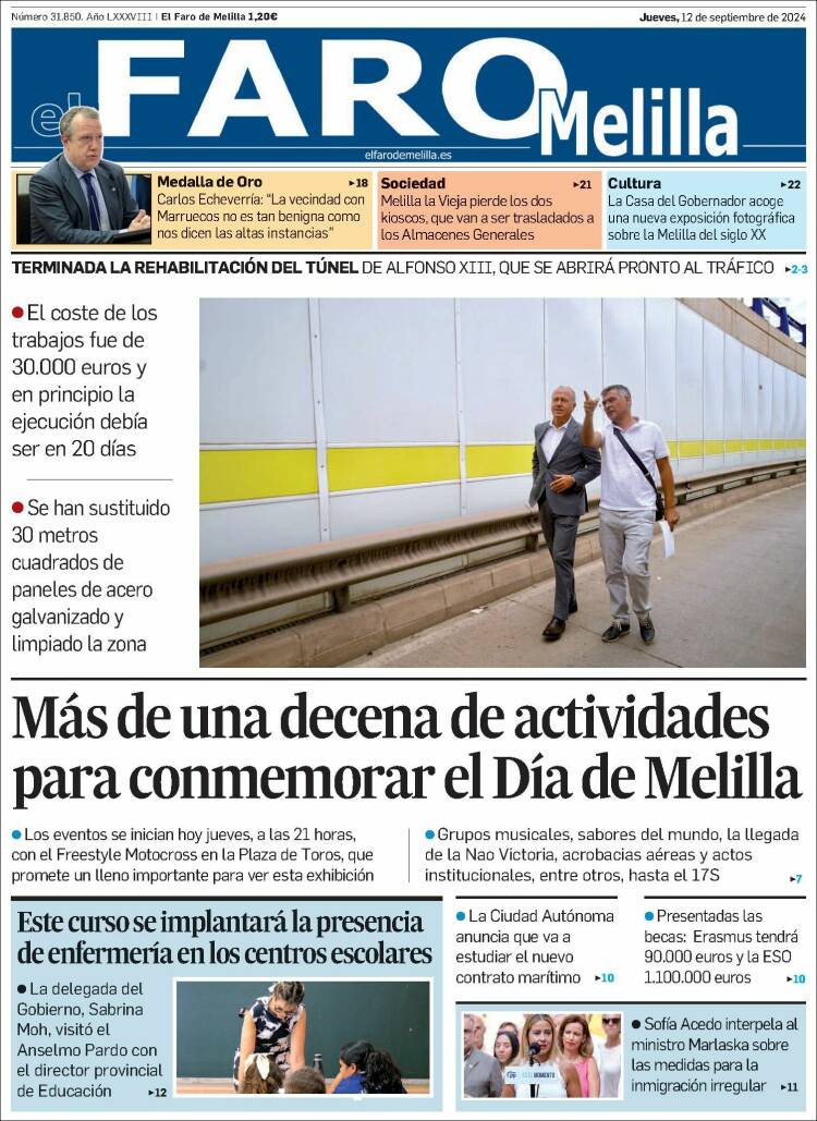 Portada de El Faro de Melilla (España)