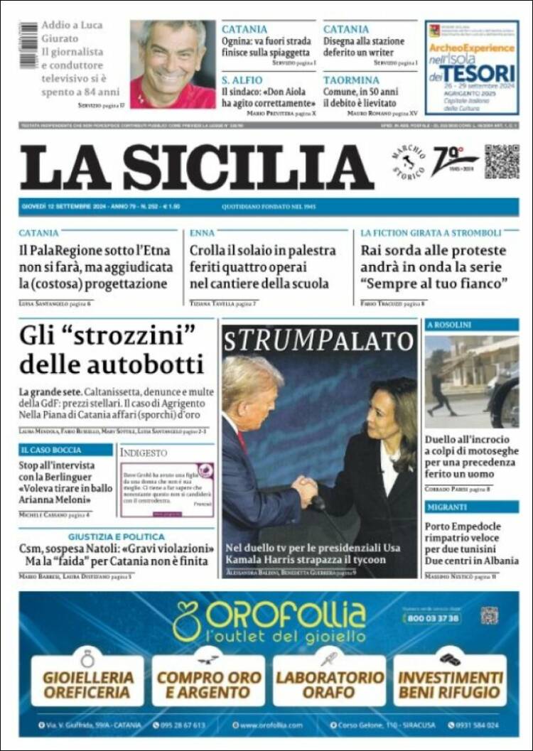 Portada de La Sicilia (Italia)