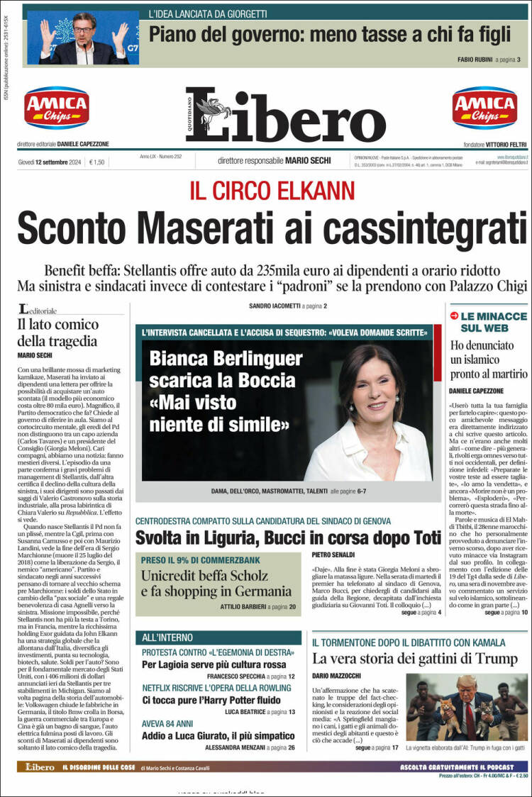 Portada de Libero (Italia)