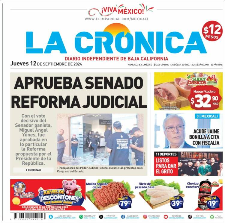 Portada de La Crónica de Baja California (M&eacute;xico)