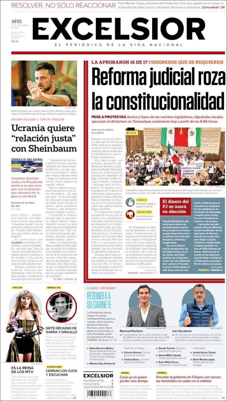 Portada de Excelsior (Mexique)