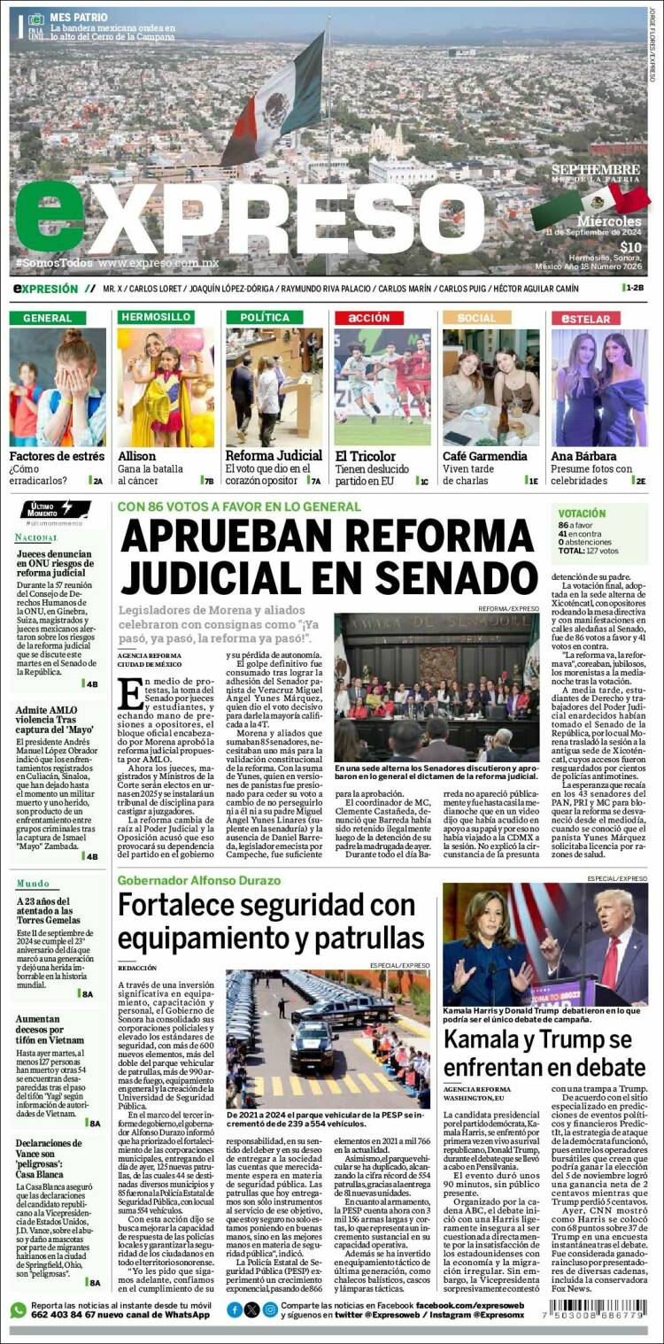 Portada de Expreso (M&eacute;xico)