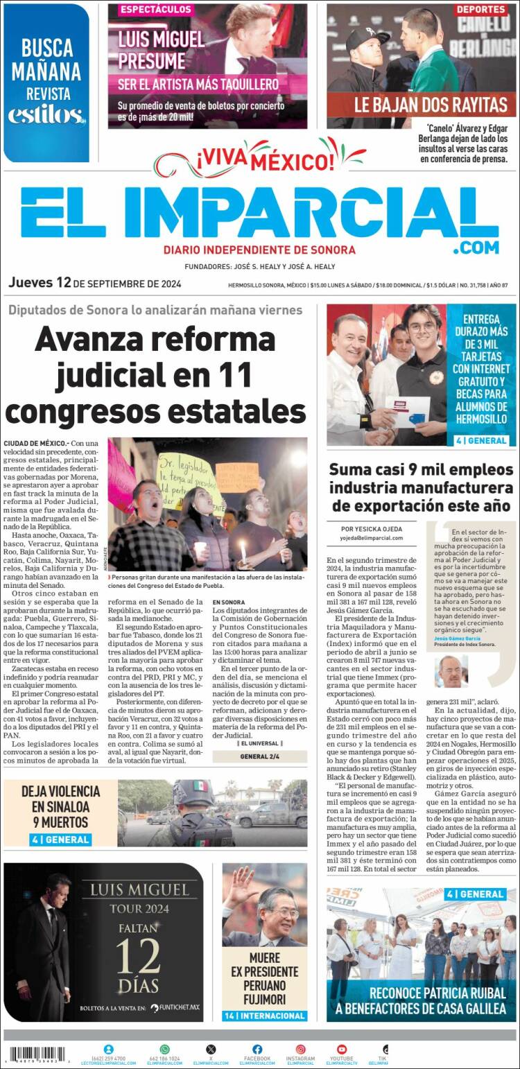 Portada de El Imparcial (M&eacute;xico)