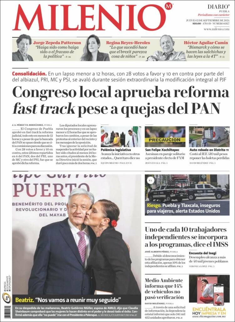 Portada de Milenio de Puebla (M&eacute;xico)