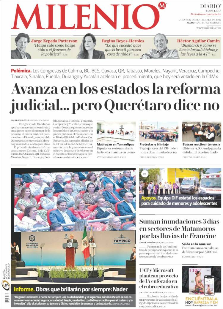 Portada de Milenio - Tamaulipas (M&eacute;xico)