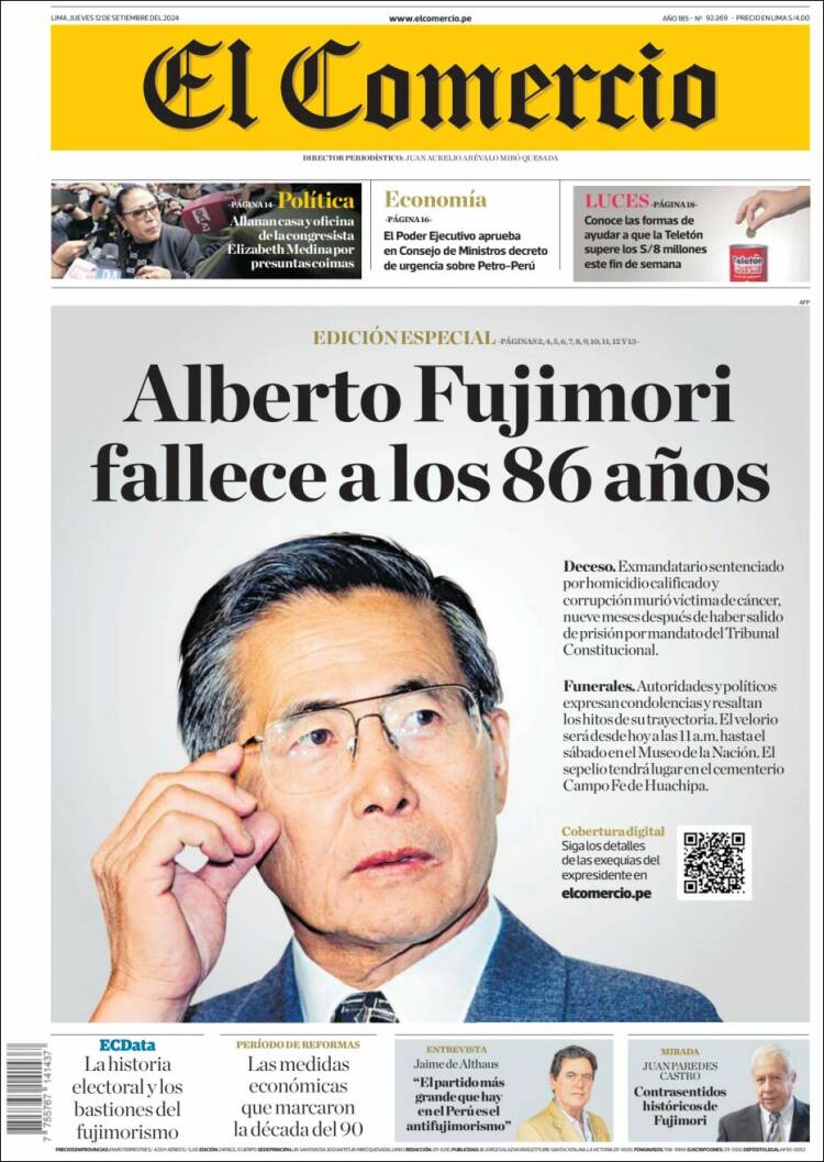 Portada de El Comercio (P&eacute;rou)