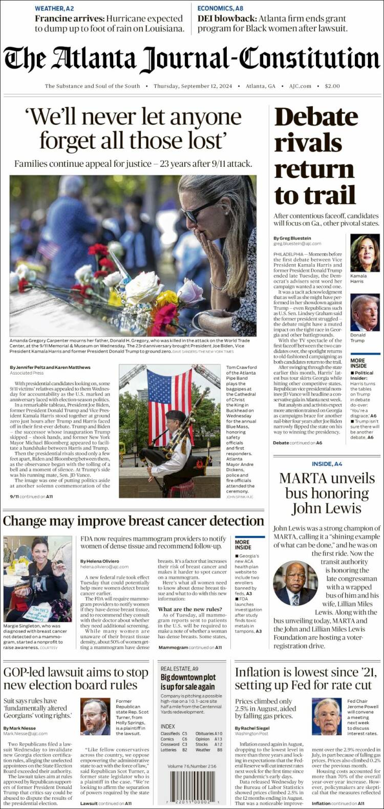 Portada de The Atlanta Journal-Constitution (USA)