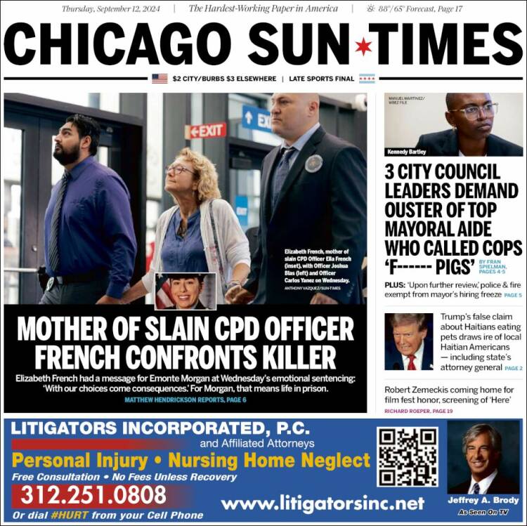 Portada de Chicago Sun-Times (USA)