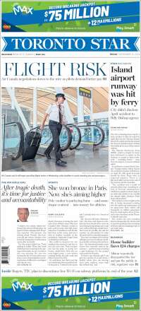 Portada de The Toronto Star (Canadá)